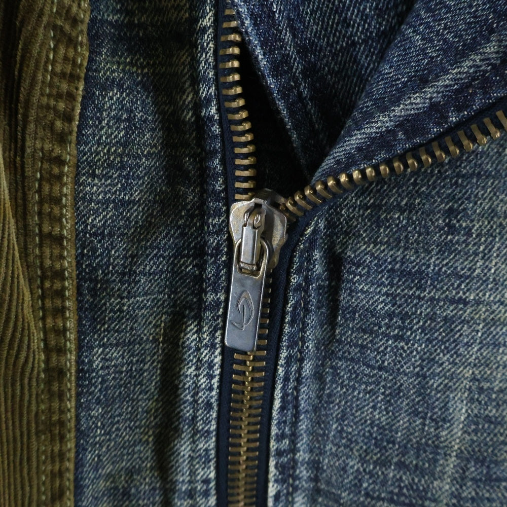 DIESEL(ディーゼル) 00S NOBLOUSE-LES コーデュロイ切替 ライダースデザイン デニムミニワンピース インディゴ/オリーブ レディース