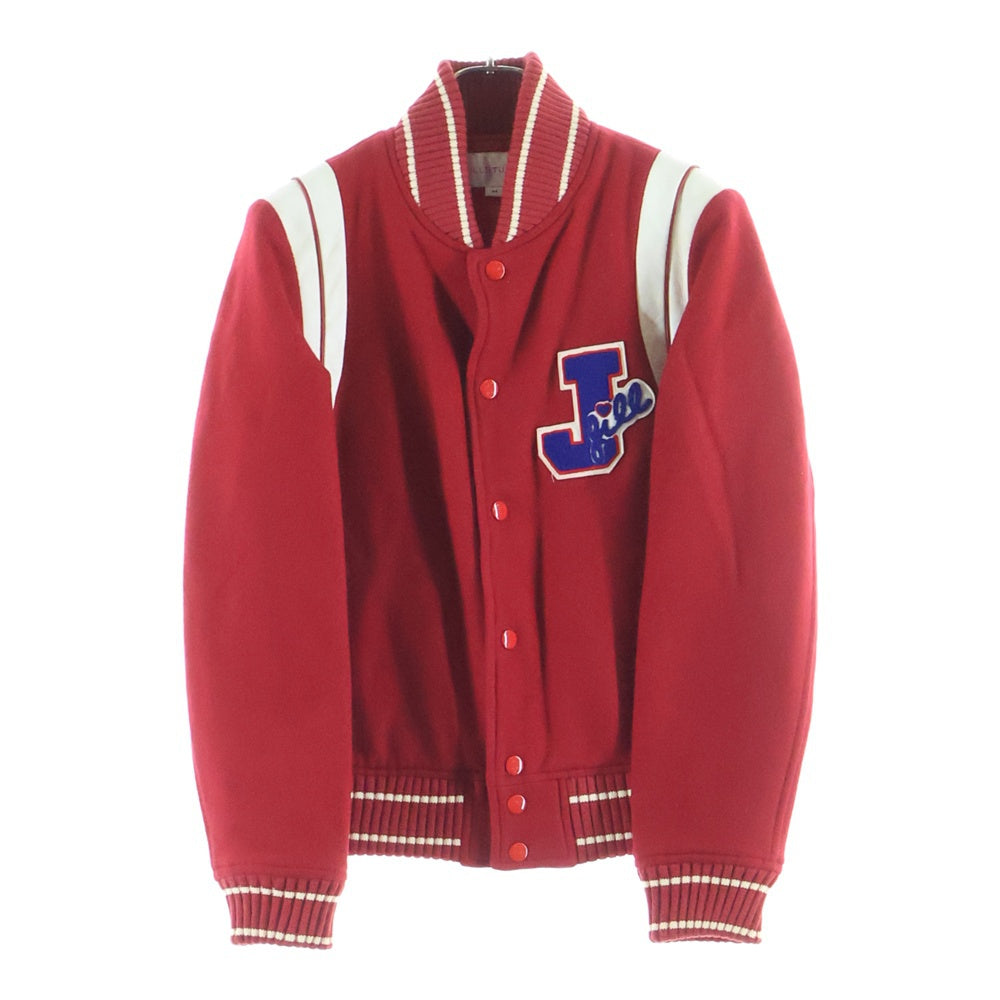 JILL STUART(ジル スチュアート) 日本製 Jパイルパッチ ウール スタジアムジャンパー ブルゾンジャケット レッド レディース