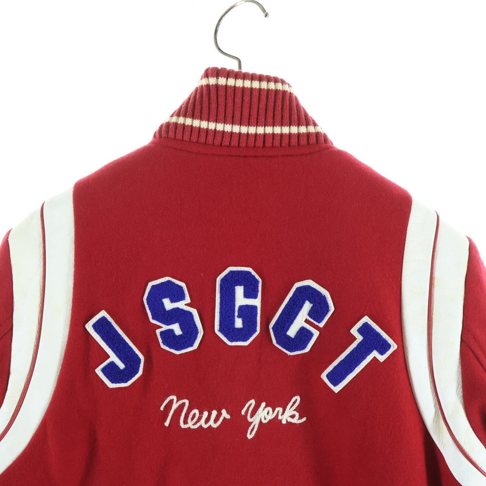 JILL STUART(ジル スチュアート) 日本製 Jパイルパッチ ウール スタジアムジャンパー ブルゾンジャケット レッド レディース