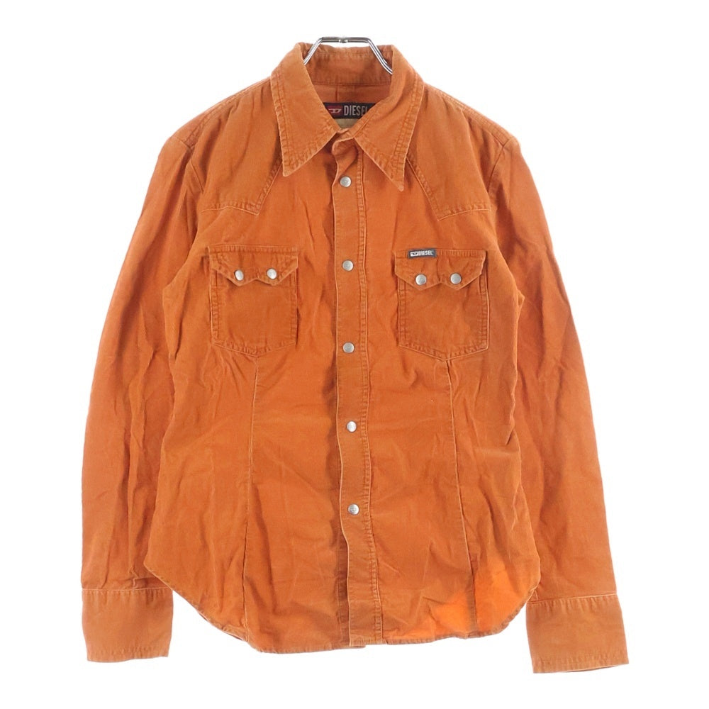 DIESEL(ディーゼル) 00S コーデュロイ スナップボタン ウエスタン長袖シャツ オレンジ レディース