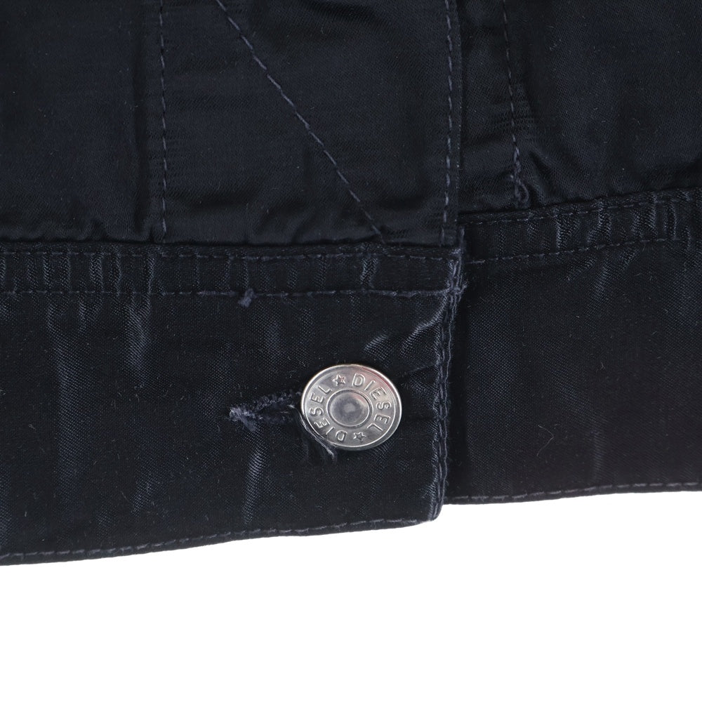 DIESEL(ディーゼル) 00S FEMALES ショート丈 サテン 半袖トラッカージャケット ブラック レディース