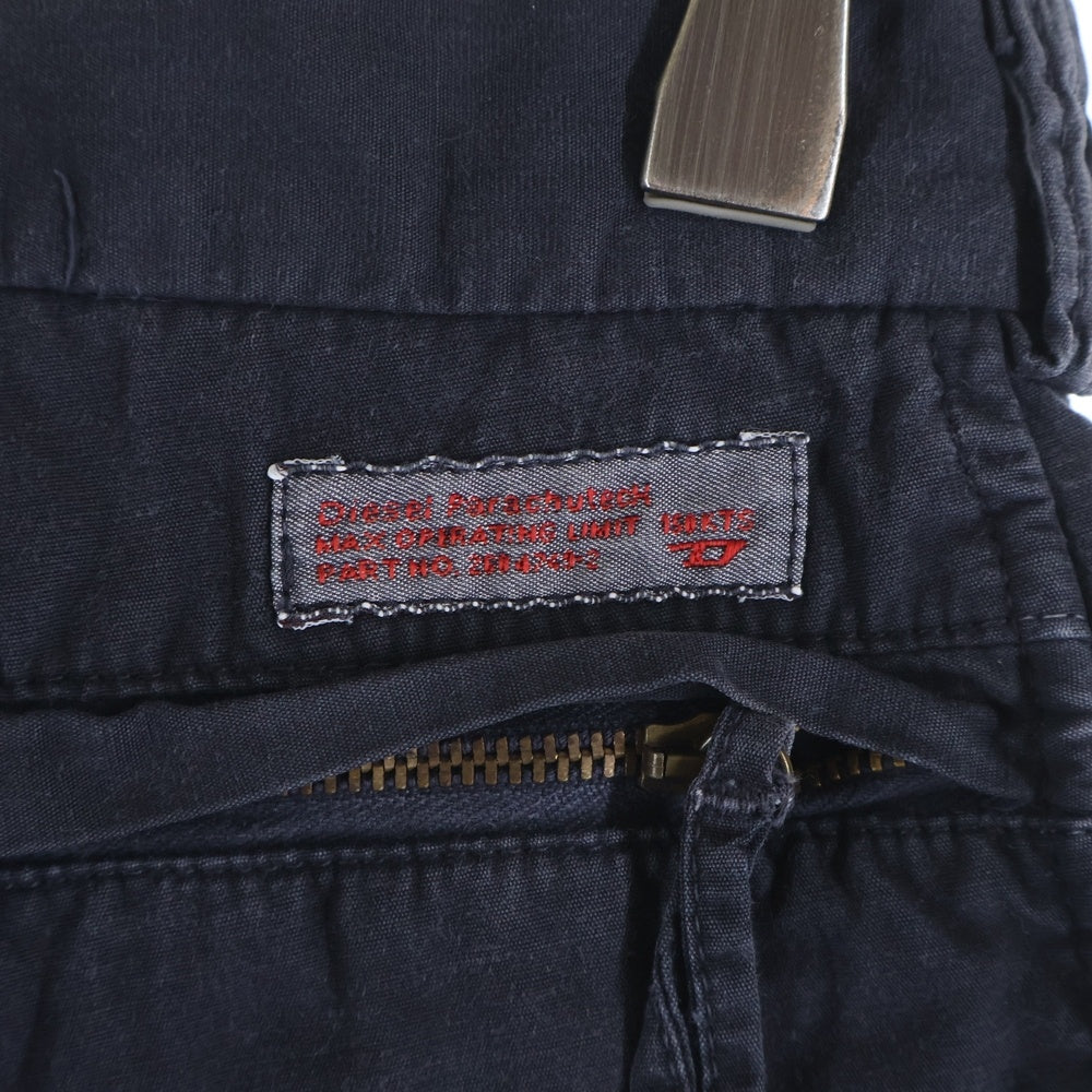 DIESEL INDUSTRY(ディーゼルインダストリー) 00S イタリア製 ブリーチ加工 パッチポケット ローライズ ジップフライ フレアパンツ ブラック/グレー レディース