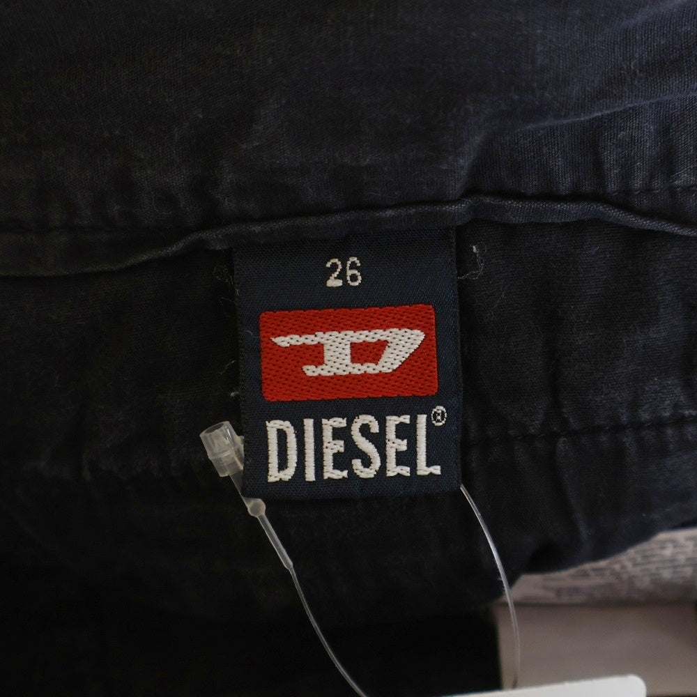 DIESEL INDUSTRY(ディーゼルインダストリー) 00S イタリア製 ブリーチ加工 パッチポケット ローライズ ジップフライ フレアパンツ ブラック/グレー レディース