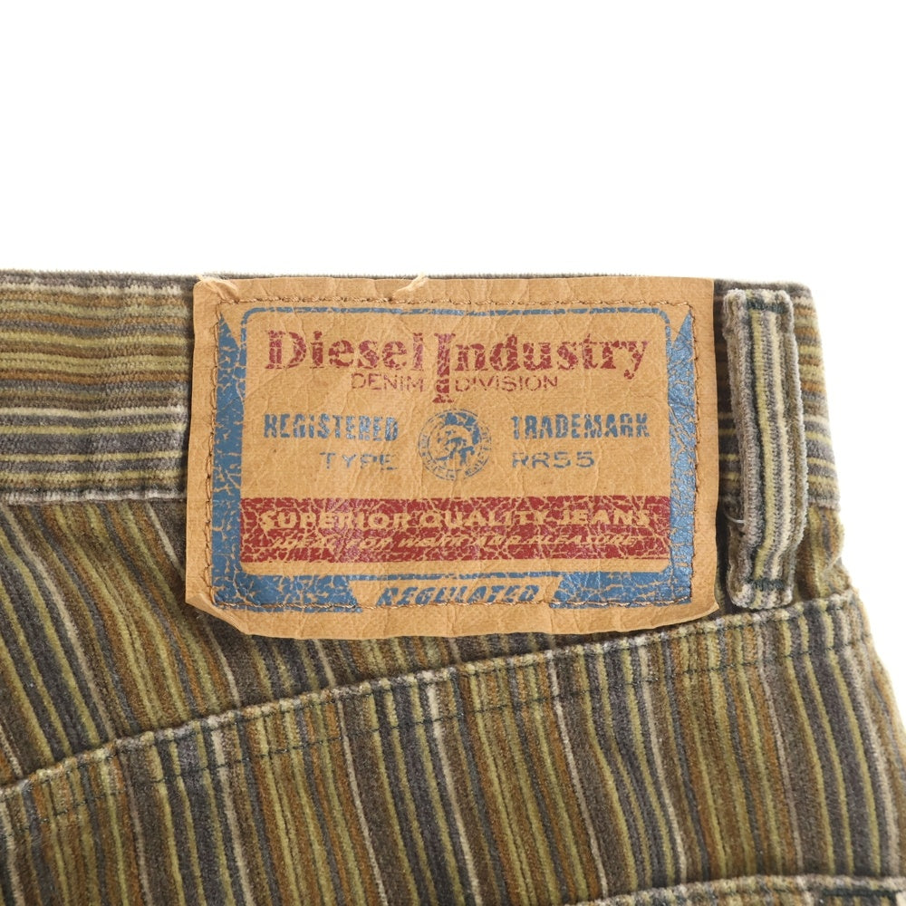 DIESEL INDUSTRY(ディーゼルインダストリー) 00S イタリア製 ストライプ ベロア ボタンフライ ストレートパンツ ブラウン レディース