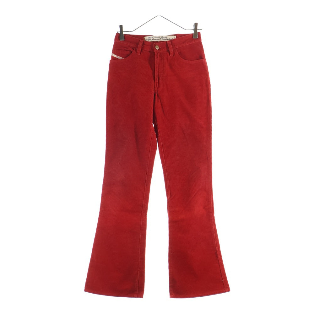DIESEL INDUSTRY(ディーゼルインダストリー) イタリア製 イタリア製 コーデュロイ ジップフライ フレアパンツ レッド レディース