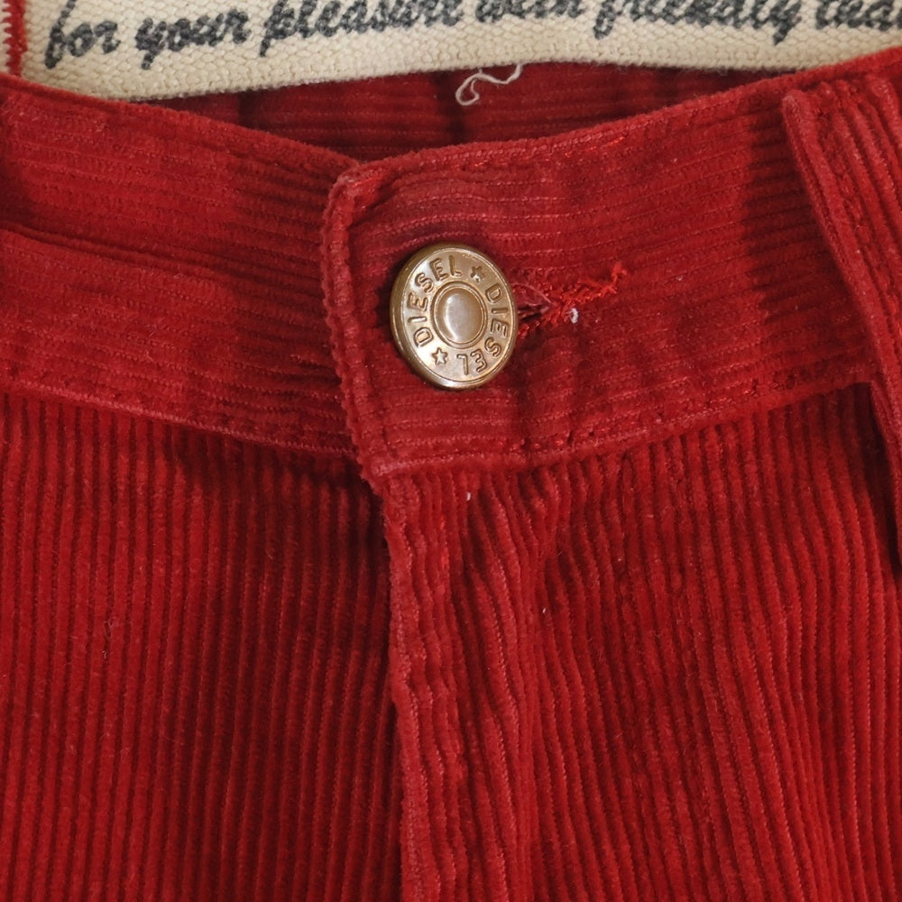 DIESEL INDUSTRY(ディーゼルインダストリー) イタリア製 イタリア製 コーデュロイ ジップフライ フレアパンツ レッド レディース