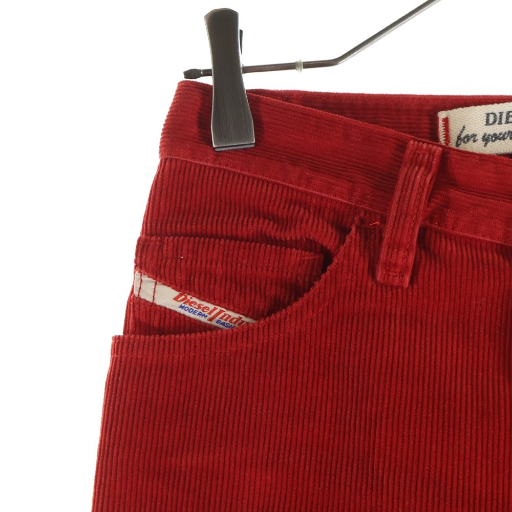 DIESEL INDUSTRY(ディーゼルインダストリー) イタリア製 イタリア製 コーデュロイ ジップフライ フレアパンツ レッド レディース