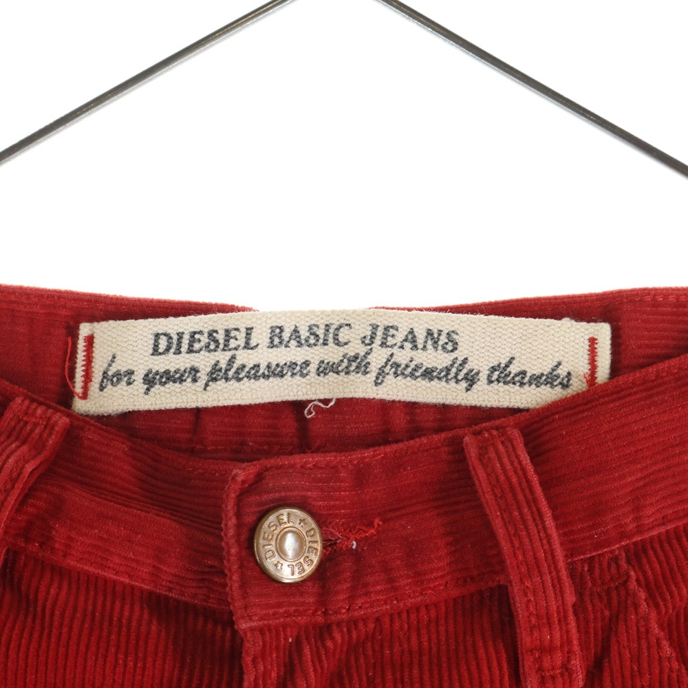 DIESEL INDUSTRY(ディーゼルインダストリー) イタリア製 イタリア製 コーデュロイ ジップフライ フレアパンツ レッド レディース