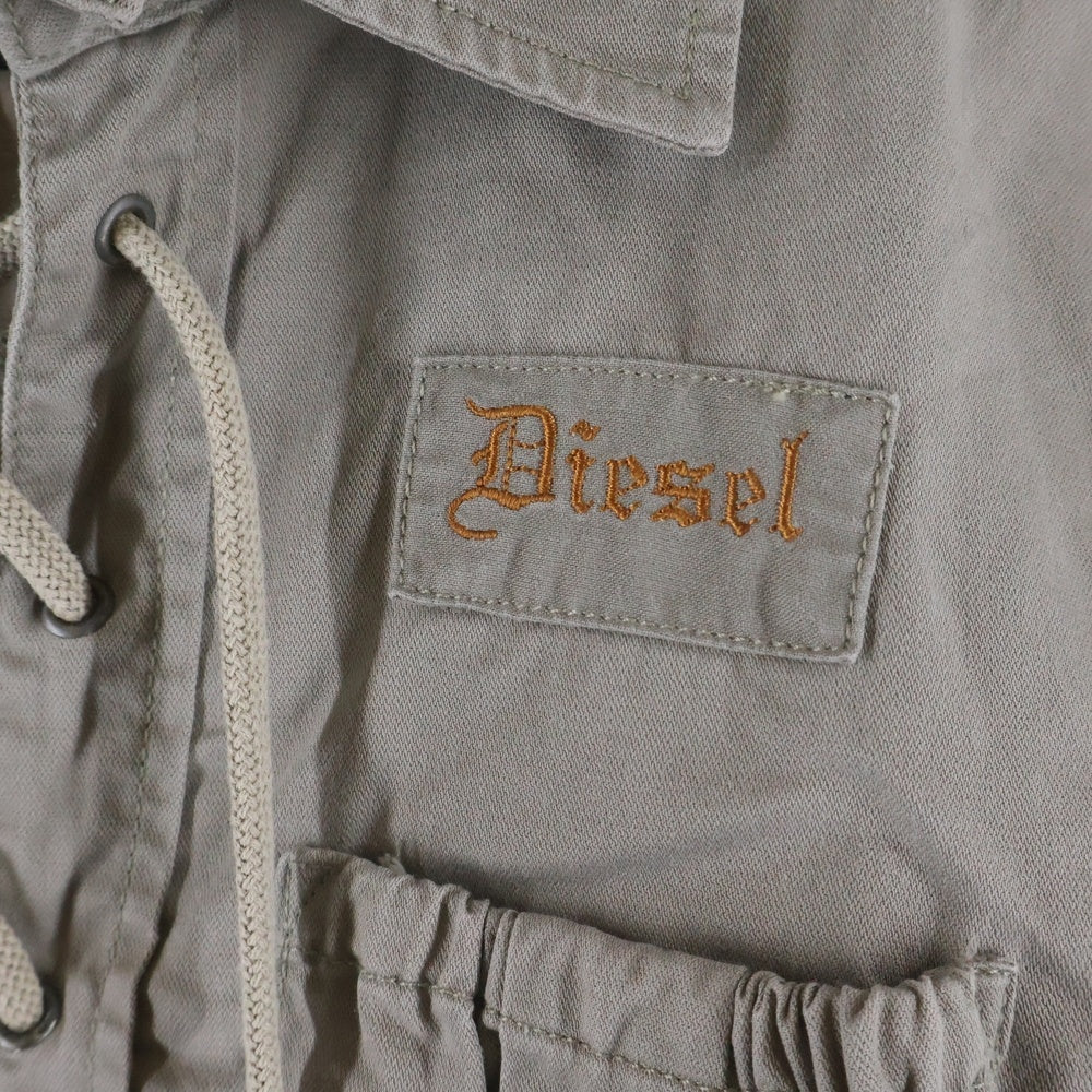 DIESEL(ディーゼル) 00S TREME ロゴ刺繍 フロントレースアップ ミリタリー長袖シャツ ブラウン レディース