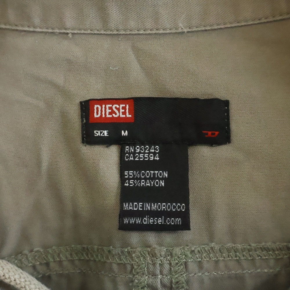 DIESEL(ディーゼル) 00S TREME ロゴ刺繍 フロントレースアップ ミリタリー長袖シャツ ブラウン レディース