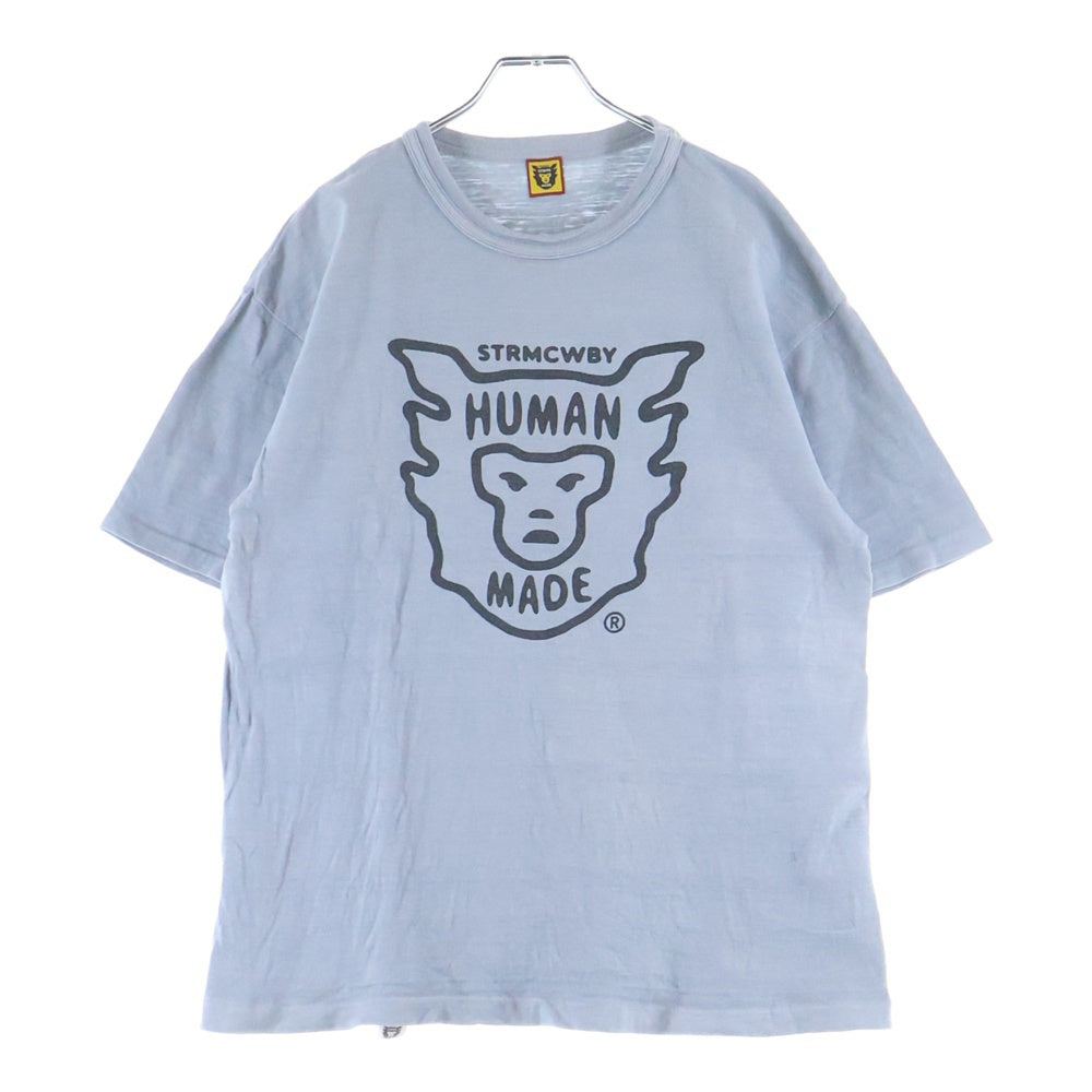 HUMAN MADE(ヒューマンメイド) フロントプリント コットン クルーネック 半袖Tシャツ カットソー ブルー