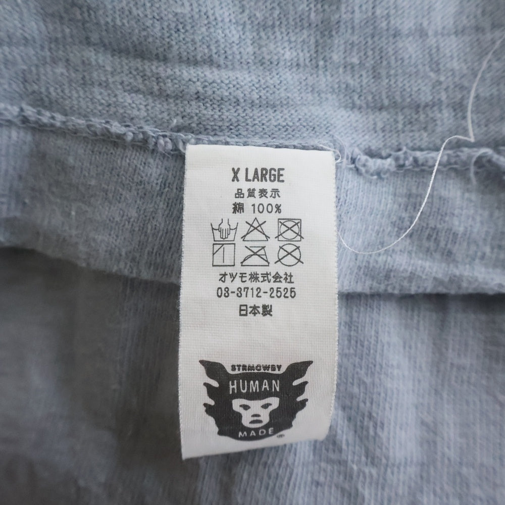HUMAN MADE(ヒューマンメイド) フロントプリント コットン クルーネック 半袖Tシャツ カットソー ブルー