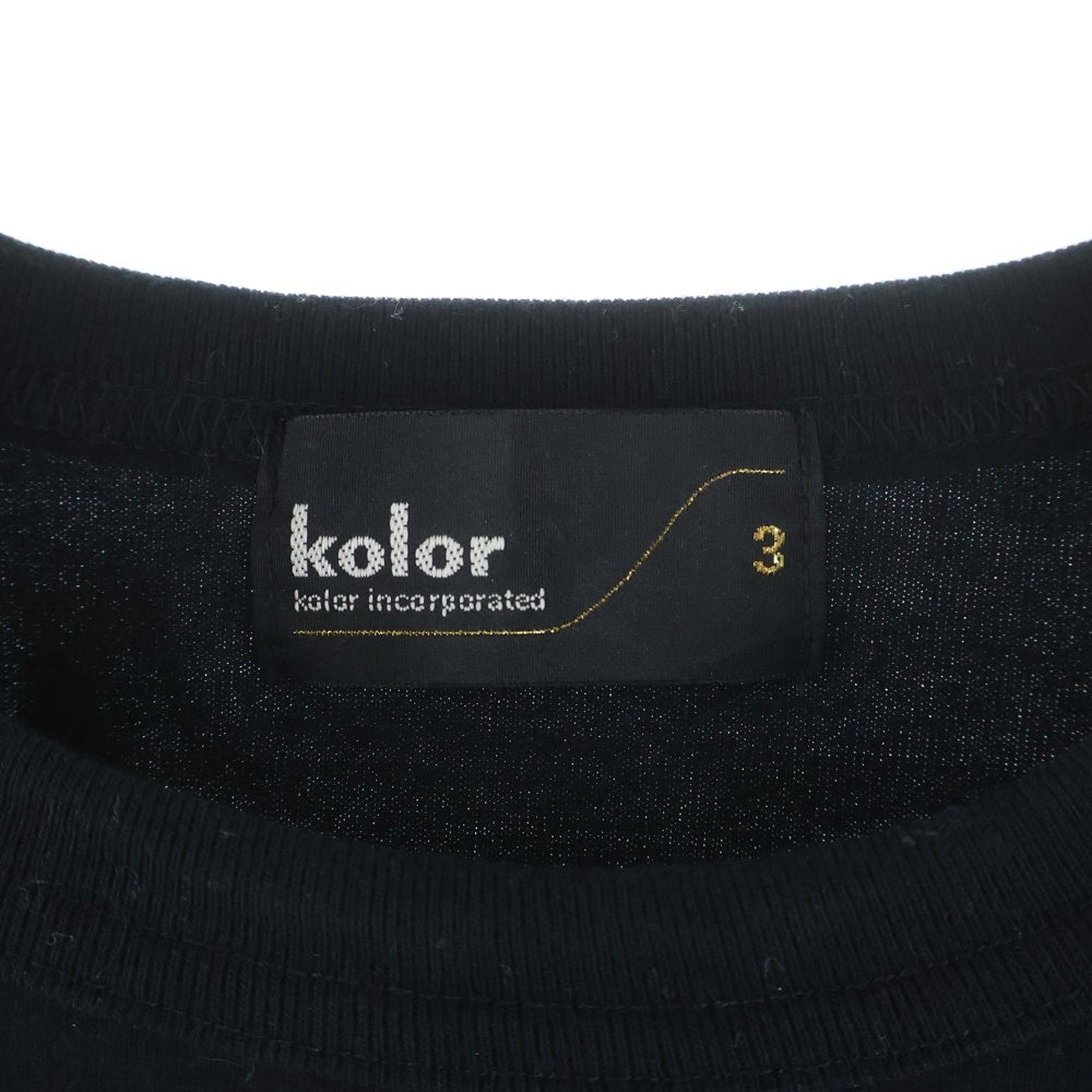 kolor(カラー) 24SS ×CASBA カズバ メッシュポケット コットン オーバーサイズ クルーネック 半袖Tシャツ カットソー ブラック 24SCM-T26219S