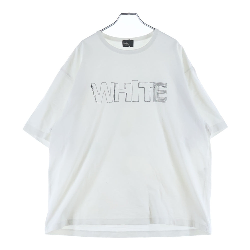 kolor(カラー) 24AW フロント刺繍デザイン 度詰めコットン 天竺 クルーネック 半袖Tシャツ カットソー ホワイト 24WCM-T15208