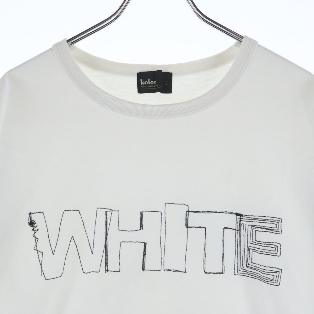 kolor(カラー) 24AW フロント刺繍デザイン 度詰めコットン 天竺 クルーネック 半袖Tシャツ カットソー ホワイト 24WCM-T15208