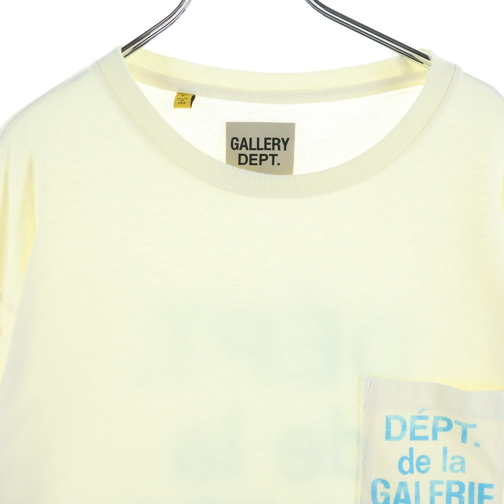 GALLERY DEPT.(ギャラリーデプト) 23SS DEPT DELA GALERIE CRISIS POCKET L/S TEE 両面プリント クルーネック ポケット 長袖Tシャツ カットソー アイボリー FRP1171