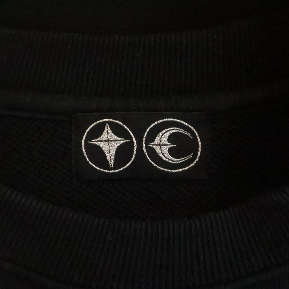 THUG CLUB(サグクラブ) 24SS エンブレムロゴ ヘビーウェイト クルーネック スウェット トレーナー ブラック TC24SS2301