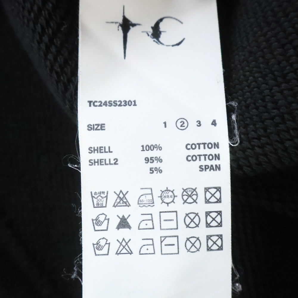 THUG CLUB(サグクラブ) 24SS エンブレムロゴ ヘビーウェイト クルーネック スウェット トレーナー ブラック TC24SS2301