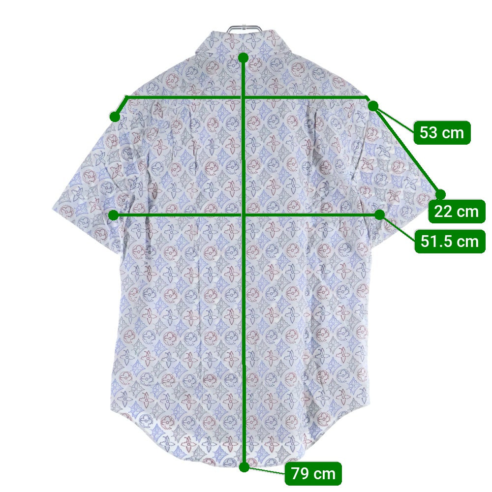 LOUIS VUITTON(ルイヴィトン) 21AW モノグラム シグネチャー刺繍 コットン 半袖シャツ ホワイト/マルチカラー RM212Q EQ4 HLS44W