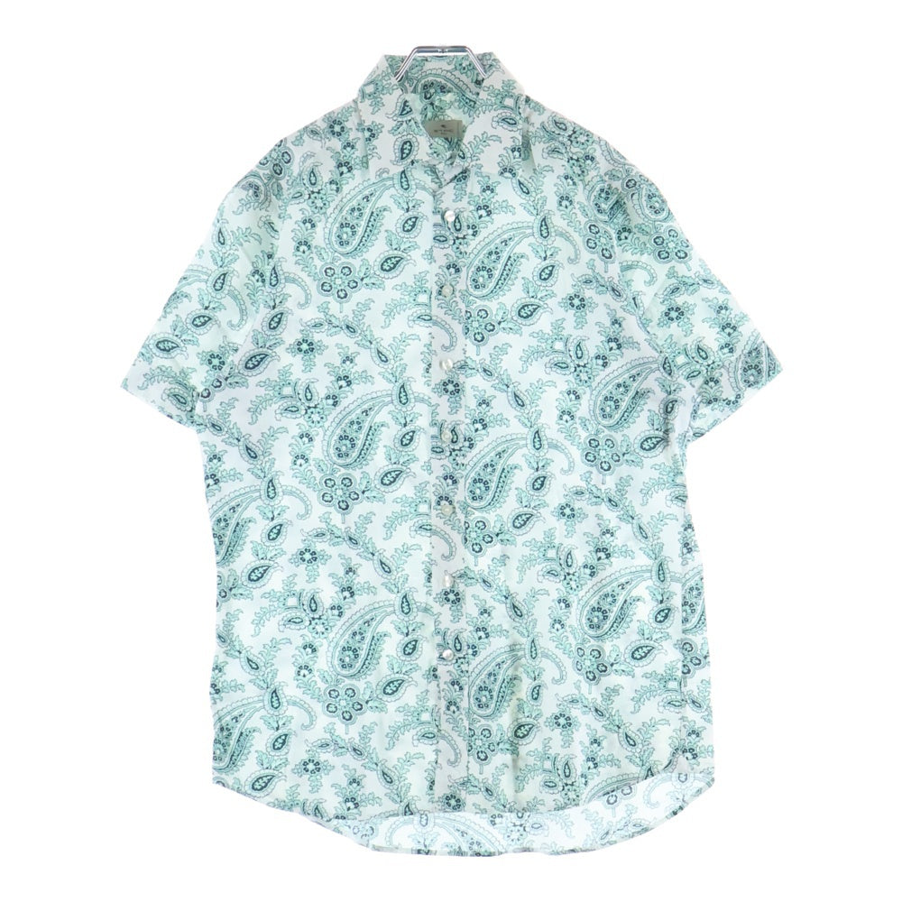 ETRO(エトロ) 22SS イタリア製 ペイズリー柄 コットン 半袖シャツ ホワイト/グリーン 221-1K445-4722