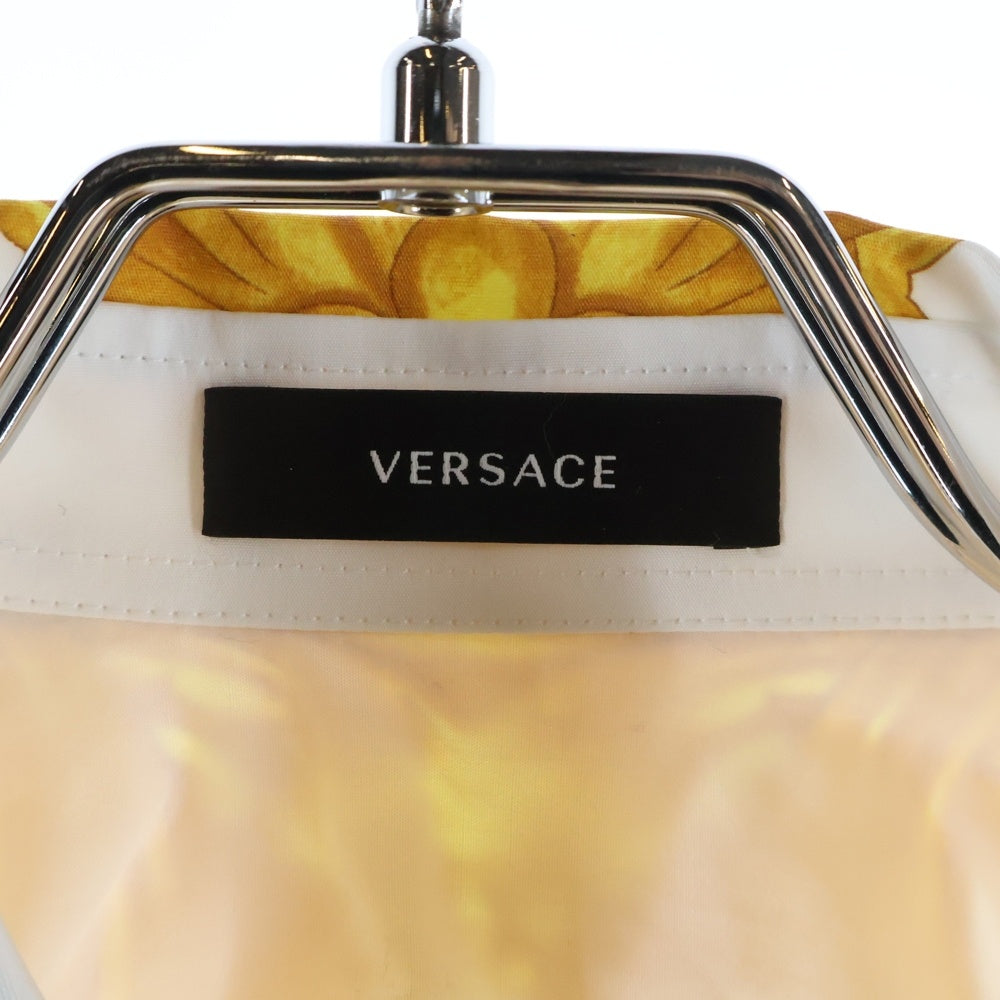 VERSACE(ヴェルサーチ) バロックプリント ヘリテージ レギュラーカラー 長袖シャツ ホワイト/ゴールド 1014376 1A10491