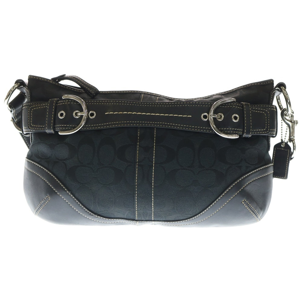 COACH(コーチ) シグネチャー キャンバス レザー切替 2WAYハンドバック ショルダーバック ブラック F07077