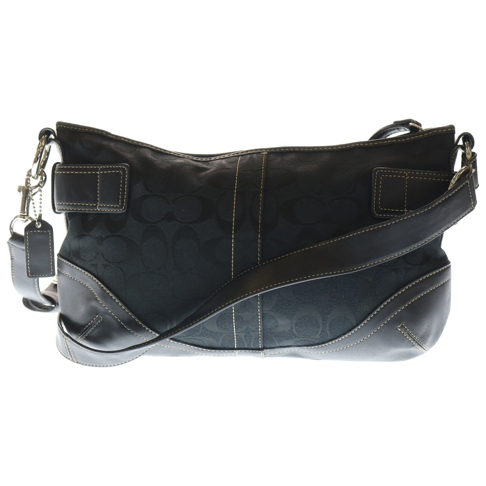 COACH(コーチ) シグネチャー キャンバス レザー切替 2WAYハンドバック ショルダーバック ブラック F07077