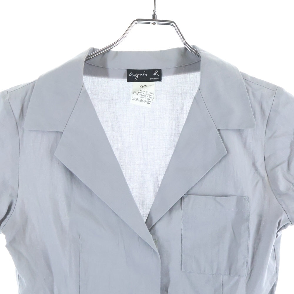 agnes b.(アニエスベー) コットン テーラードカラー半袖ワンピース レディース グレー