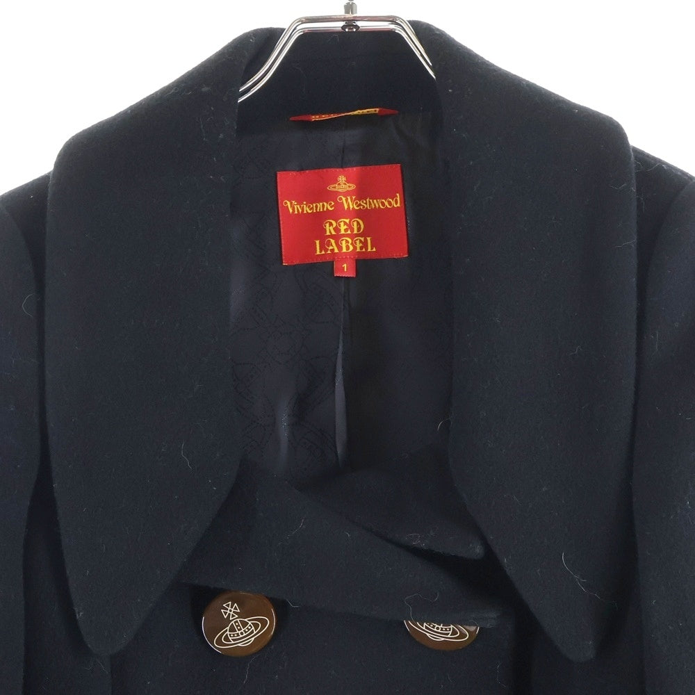 Vivienne Westwood Red Label(ヴィヴィアンウエストウッドレッドレーベル) ダブルブレスト ウール混 ミドルPコート ジャケット レディース ブラック