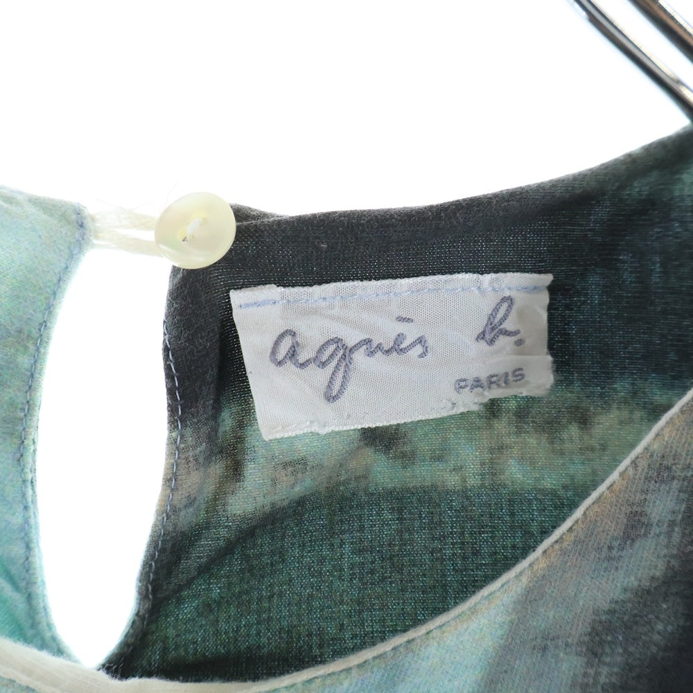 agnes b.(アニエスベー) フォト総柄転写 ノースリーブワンピース カットソー レディース ブルー/グリーン