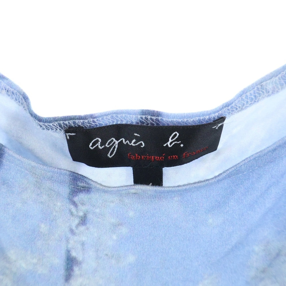 agnes b.(アニエスベー) フォト総柄プリント ノースリーブワンピース レディース ブルー