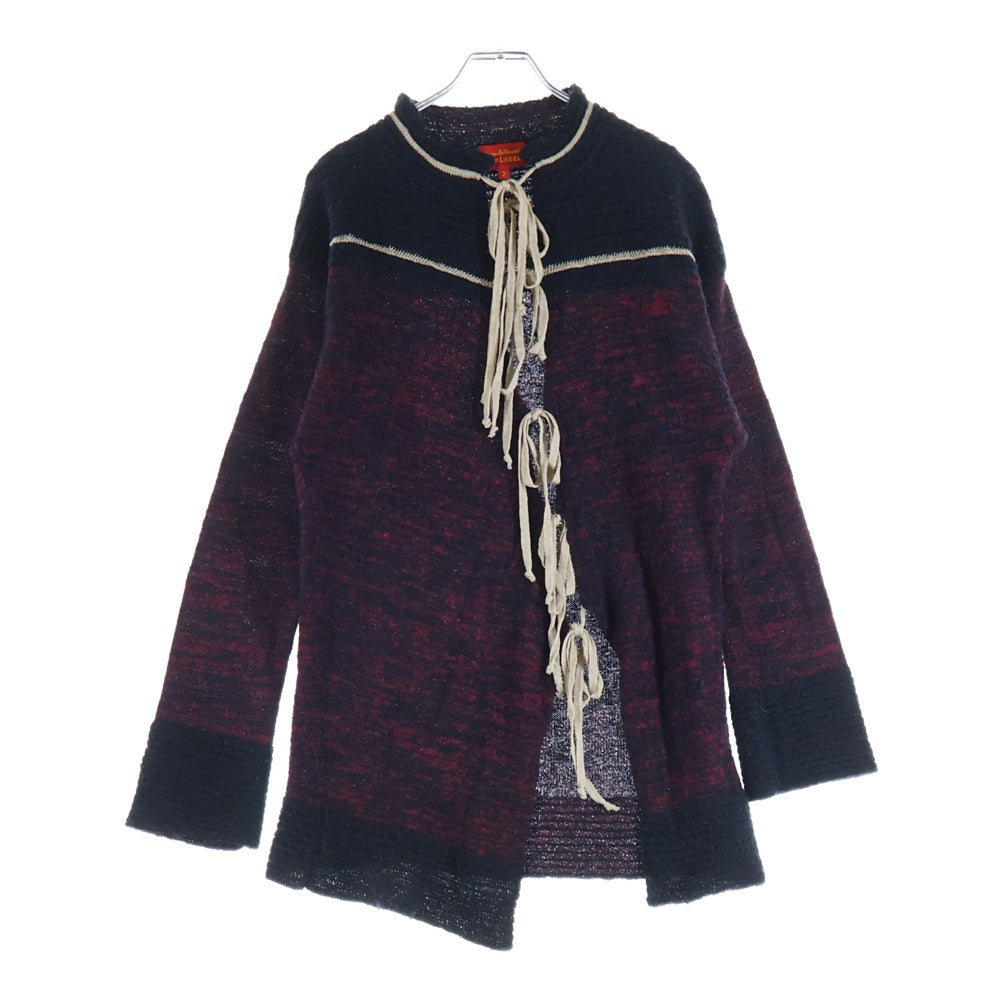 Vivienne Westwood Red Label(ヴィヴィアンウエストウッドレッドレーベル) フロントリボンデザイン モックネック ニットカーディガン セーター レディース ブラック/レッド