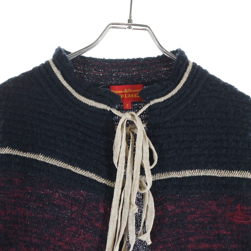 Vivienne Westwood Red Label(ヴィヴィアンウエストウッドレッドレーベル) フロントリボンデザイン モックネック ニットカーディガン セーター レディース ブラック/レッド