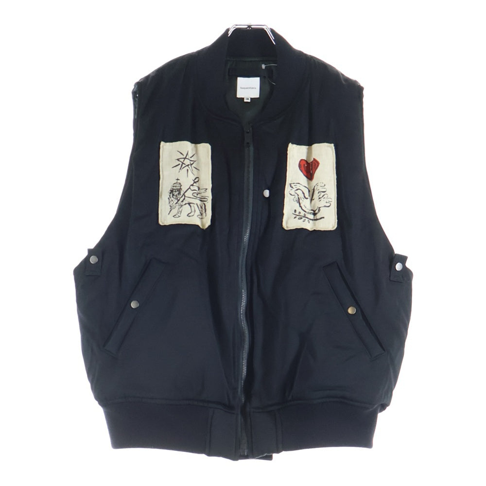 Sasquatchfabrix.(サスクワッチファブリックス) 23AW MA-1 FLIGHT VEST THE DOVE OF PEACE 両面パッチワーク フライトベストジャケット ブラック 23AW-JKM-005