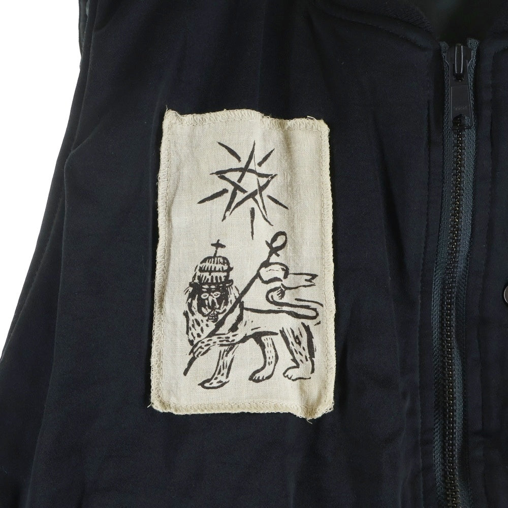 Sasquatchfabrix.(サスクワッチファブリックス) 23AW MA-1 FLIGHT VEST THE DOVE OF PEACE 両面パッチワーク フライトベストジャケット ブラック 23AW-JKM-005