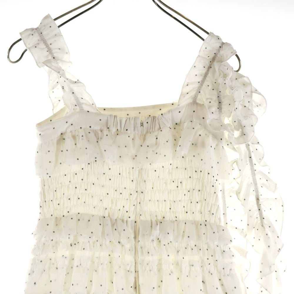 snidel(スナイデル) ドット柄 ショルダーリボン キャミワンピース ホワイト レディース SWFO251125