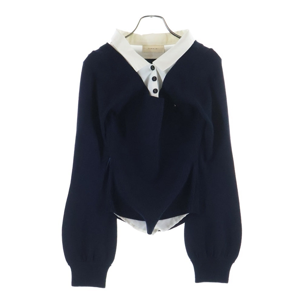 NO BRAND(ノーブランド) ANDMARY アンドマリー MADISON GIRLS SET UP マディソン ガールズ レイヤードデザインニット プリーツミニスカート セットアップ 2ピース レディース AM1413