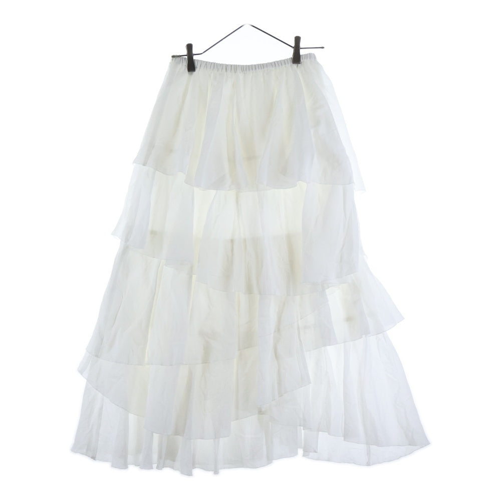 NO BRAND(ノーブランド) anuans アニュアンス コットンクレープ ティアードスカート ホワイト レディース 1525621183