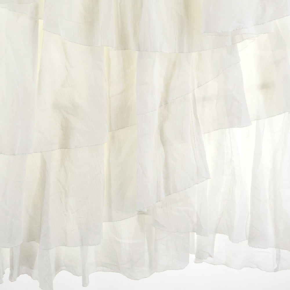 NO BRAND(ノーブランド) anuans アニュアンス コットンクレープ ティアードスカート ホワイト レディース 1525621183