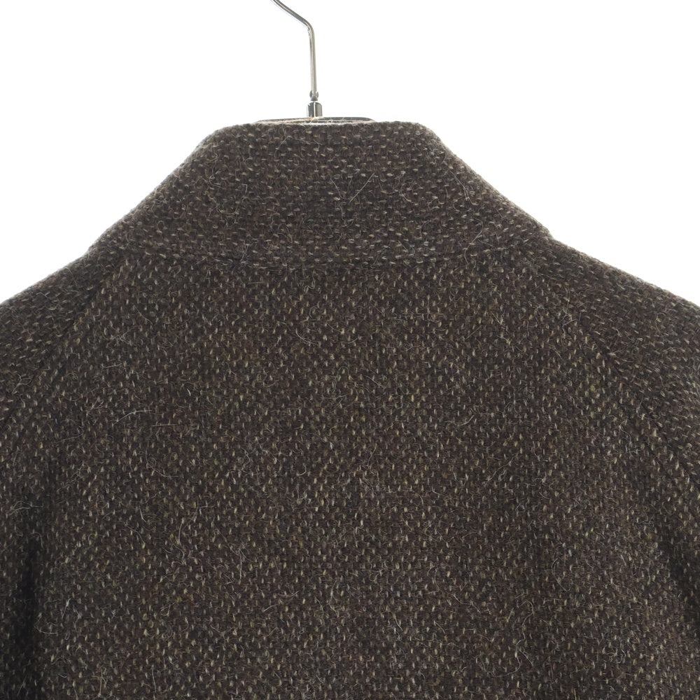 AURALEE(オーラリー) 24AW LAMA SHETLAND WOOL TWEED ZIP BLOUSON ラマ シェットランドウール ツイード スタンドカラー ジップアップ ブルゾン ジャケット ブラウン A24AB03LS