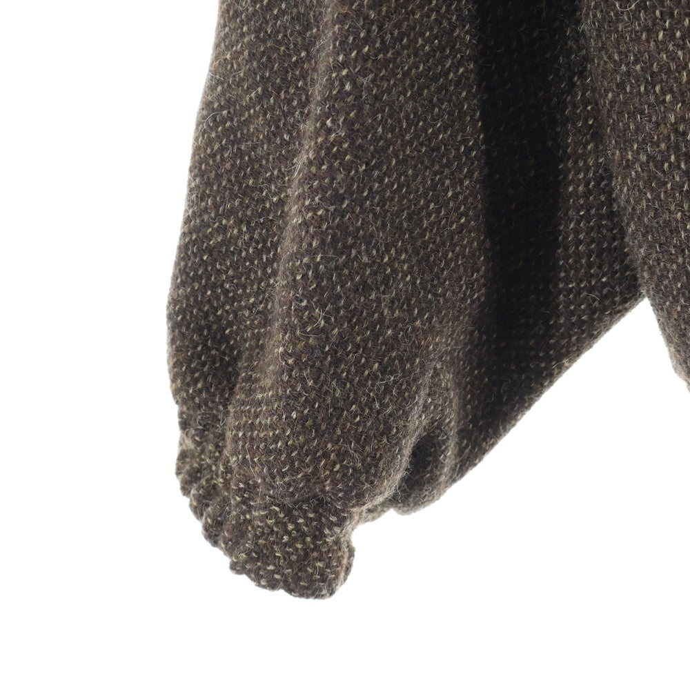 AURALEE(オーラリー) 24AW LAMA SHETLAND WOOL TWEED ZIP BLOUSON ラマ シェットランドウール ツイード スタンドカラー ジップアップ ブルゾン ジャケット ブラウン A24AB03LS