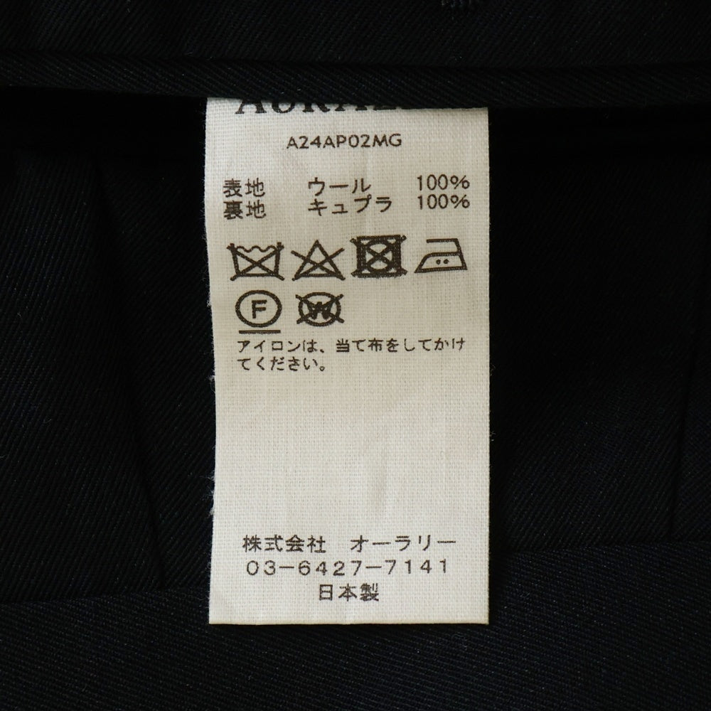 AURALEE(オーラリー) 24AW LIGHT WOOL MAX GABARDINE SLACKS ライトウール マックスギャバジン センタープレス スラックス パンツ ブラック A24AP02MG