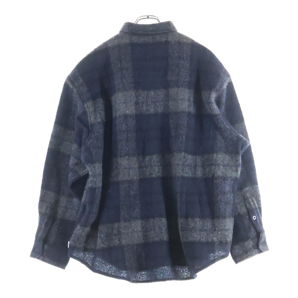 WTAPS(ダブルタップス) 25AW TXT 02 LS WONY TWEED TEXTILE ウォニー ツイード テキスタイル チェック柄 ボタンアップ 長袖シャツ ネイビー 252TQDT-SHM04