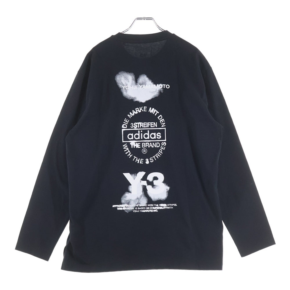 Y-3(ワイスリー) GRAPHIC LONG SLEEVE TEE グラフィックデザイン クルーネック カットソー 長袖Tシャツ ブラック JX4747