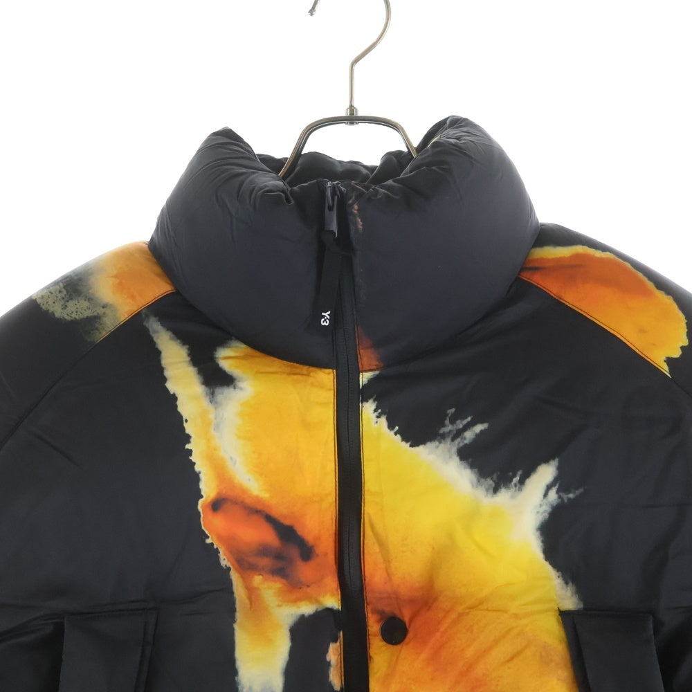 Y-3(ワイスリー) AOP PUFFER JACKET 琥珀プリントデザイン ジップアップ ダウンジャケット ブラック KA2364
