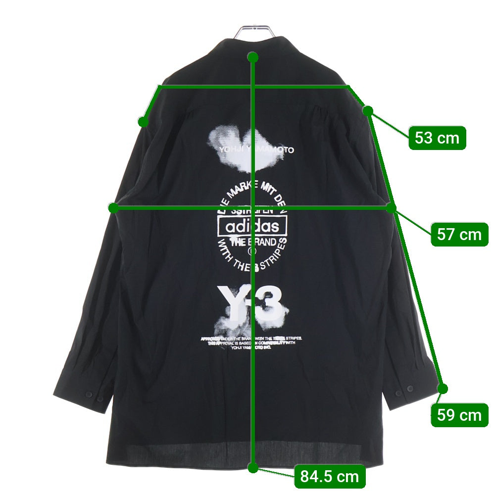 Y-3(ワイスリー) GRAPHIC LOGO SHIRT バック グラフィックロゴデザイン 長袖シャツ ブラック KD2442