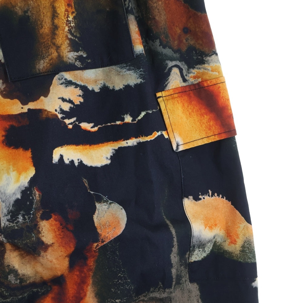 Y-3(ワイスリー) AOP UT TWILL CARGO PANTS 琥珀プリントデザイン ツイル マルチポケット ドローストリング カーゴパンツ ブラック KE2314