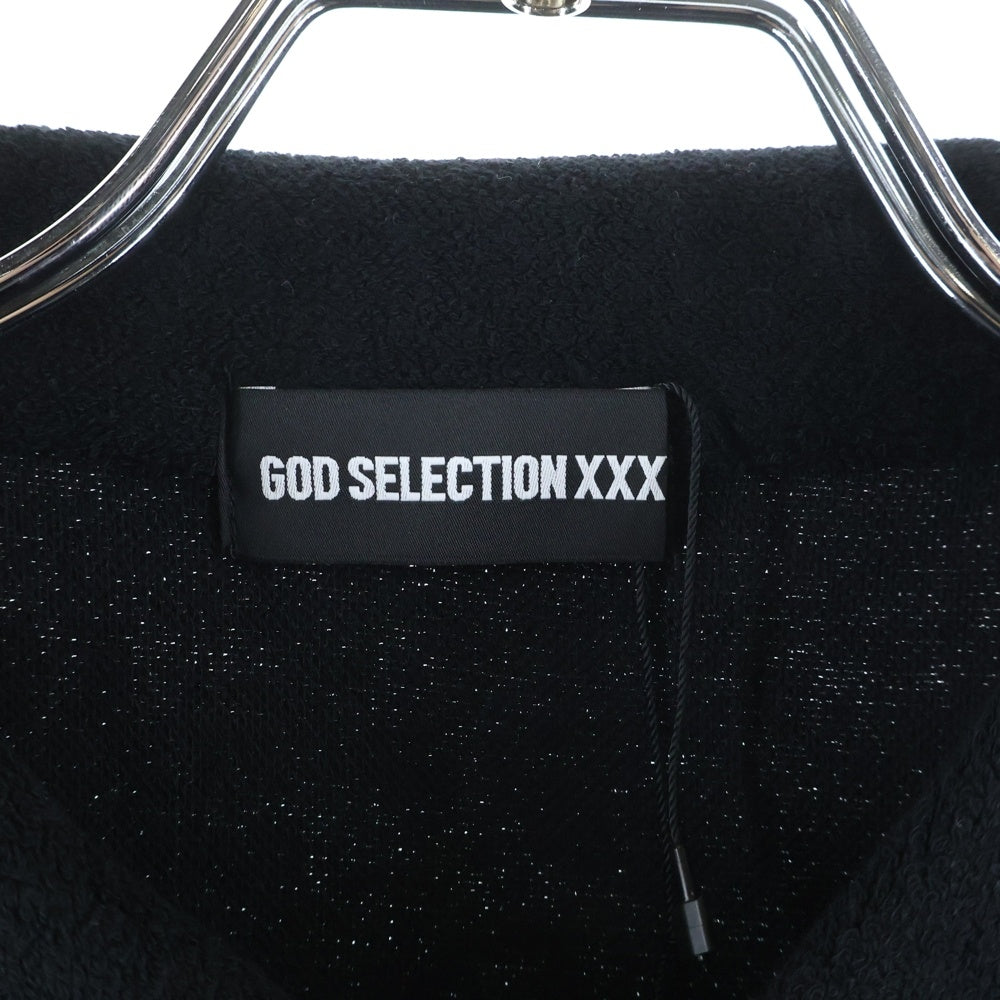 GOD SELECTION XXX(ゴッドセレクショントリプルエックス) 24SS PILE POLO SHIRT パイル生地 胸ロゴデザイン 半袖ポロシャツ ブラック GX-S24-PL-02