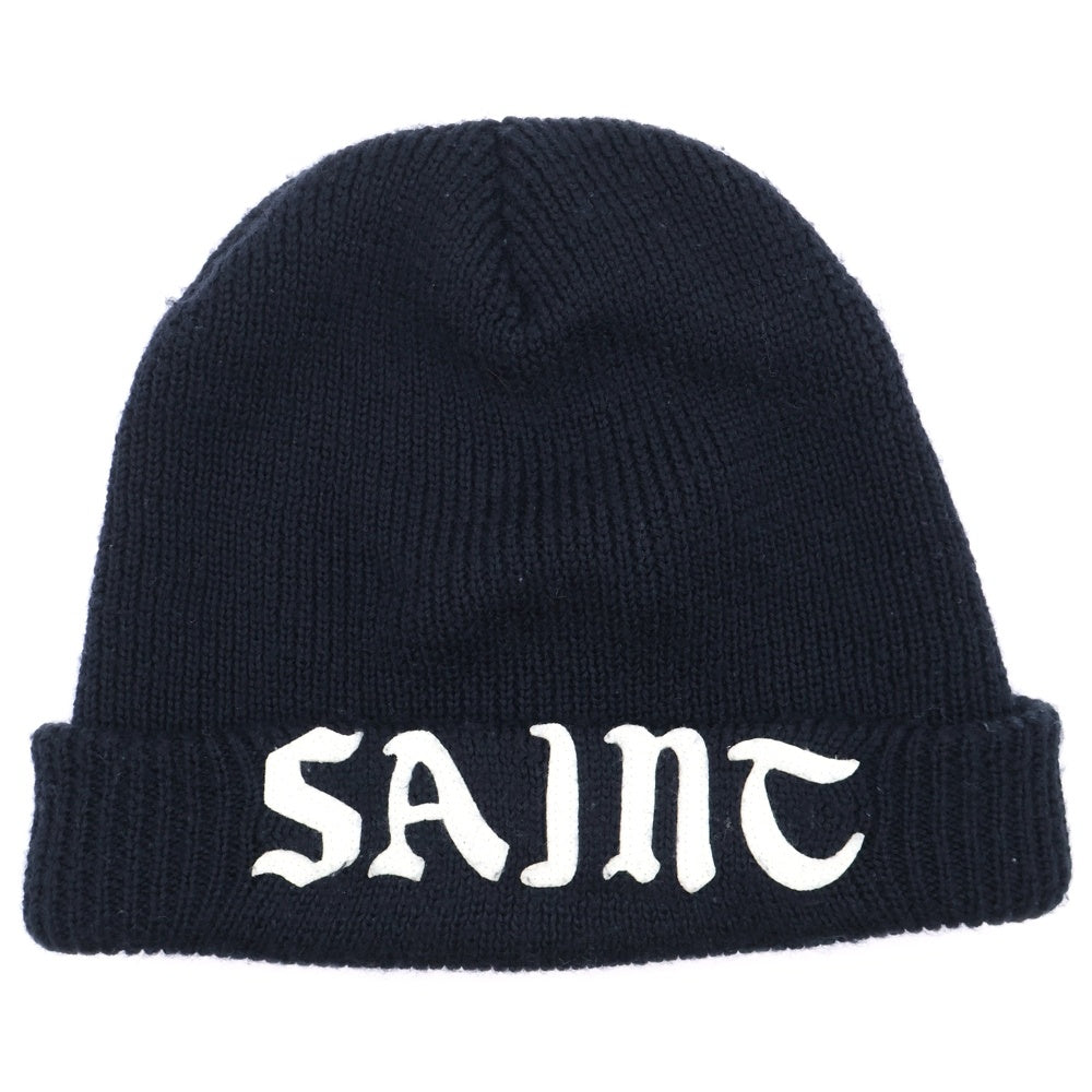 SAINT MICHAEL(セントマイケル) KNIT CAP エンブロイダリーロゴデザイン ニットキャップ 帽子 ブラック SM-YS1-0000-081