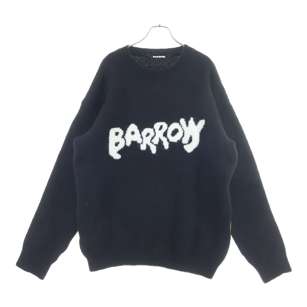 BARROW(バロウ) BIG ビックロゴデザイン クルーネック ニット セーター ブラック